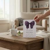 vintage stripe bow Baby Shower QR Invitation 招待状