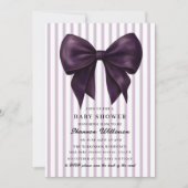 vintage stripe bow Baby Shower QR Invitation 招待状 (正面)