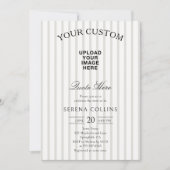 Vintage Stripe Custom Image Sage Baby Shower  招待状 (正面)