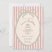 Vintage Striped Birthday Invitation, Whimsical Han 招待状 (正面)