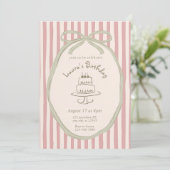 Vintage Striped Birthday Invitation, Whimsical Han 招待状 (スタンド正面)