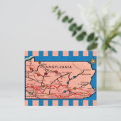 Vintage Striped Pennsylvania Map  ポストカード (スタンド正面)