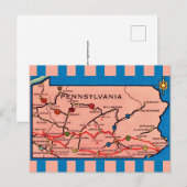 Vintage Striped Pennsylvania Map  ポストカード (正面/裏面)