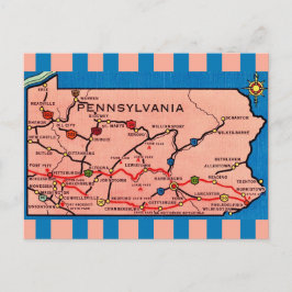 Vintage Striped Pennsylvania Map  ポストカード