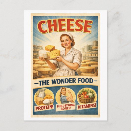 Vintage-Style 1950s Cheese Advertisement ポストカード (正面)