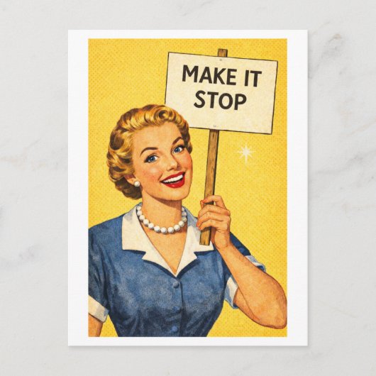 Vintage-Style 1950s "Make It Stop" Housewife ポストカード (正面)