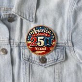 Vintage-Style America's 250th Birthday Button 缶バッジ (インサイチュ)