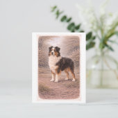 Vintage-Style Australian Shepherd ポストカード (スタンド正面)