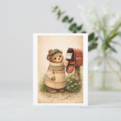 Vintage-Style Bear Mailing Postcard ポストカード (スタンド正面)