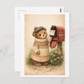 Vintage-Style Bear Mailing Postcard ポストカード (正面/裏面)