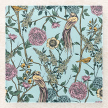 Vintage-style blue color botanical pattern 