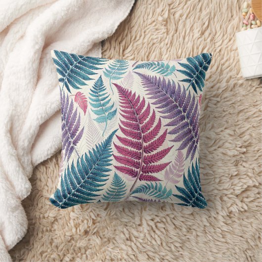 Vintage-style botanical fern leaves クッション (ブランケット)