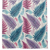 Vintage-style botanical fern leaves シャワーカーテン (正面)