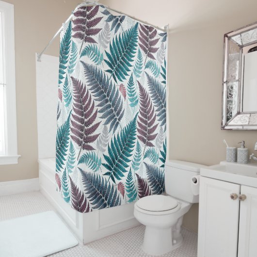 Vintage-style botanical fern leaves シャワーカーテン (インサイチュ)