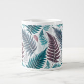Vintage-style botanical fern leaves ジャンボコーヒーマグカップ (正面)