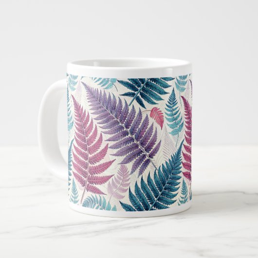 Vintage-style botanical fern leaves ジャンボコーヒーマグカップ (正面左)