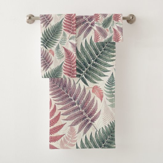 Vintage-style botanical fern leaves バスタオルセット (インサイチュ)