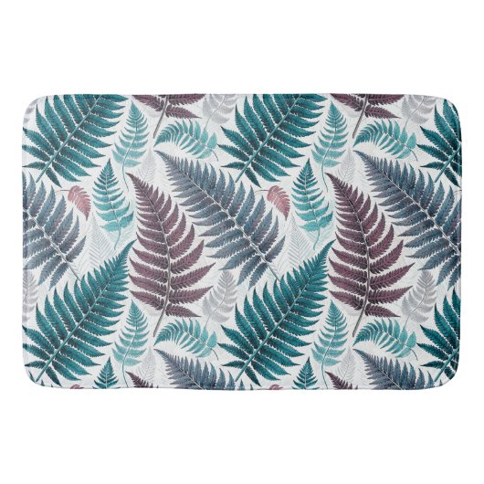 Vintage-style botanical fern leaves バスマット (正面)