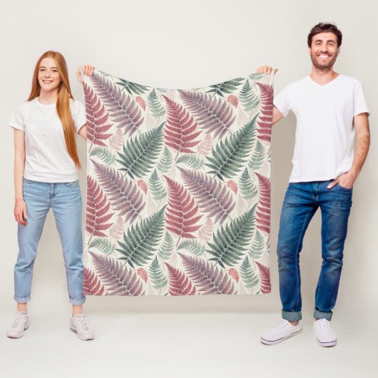 Vintage-style botanical fern leaves フリースブランケット (インサイチュ)