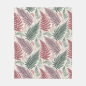 Vintage-style botanical fern leaves フリースブランケット (正面)