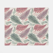 Vintage-style botanical fern leaves フリースブランケット (正面(横))
