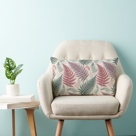 Vintage-style botanical fern leaves ランバークッション (椅子)