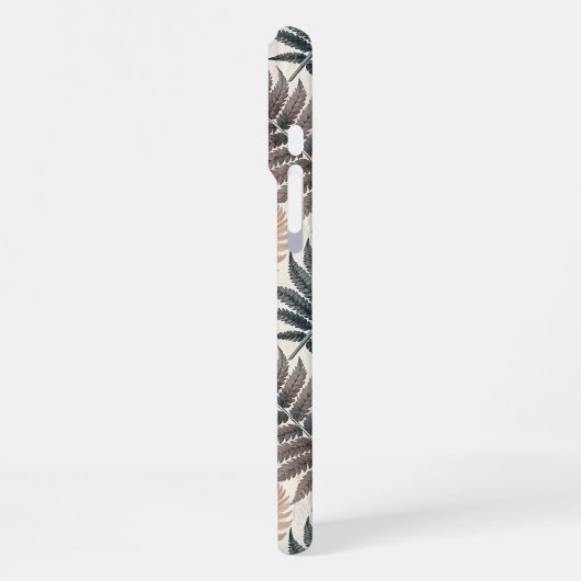 Vintage-style botanical fern leaves iPhoneケース (左側面)
