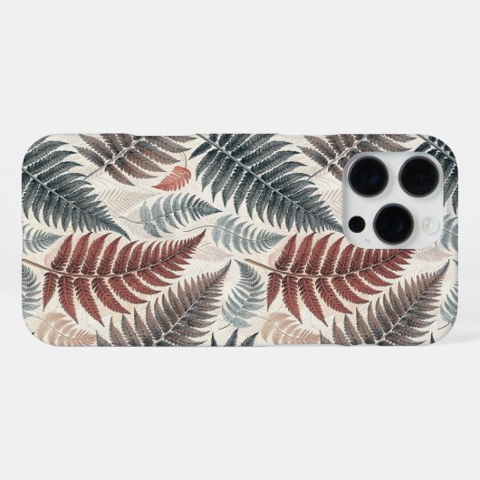 Vintage-style botanical fern leaves iPhoneケース (裏面横)
