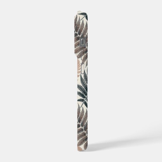 Vintage-style botanical fern leaves iPhoneケース (左側面)