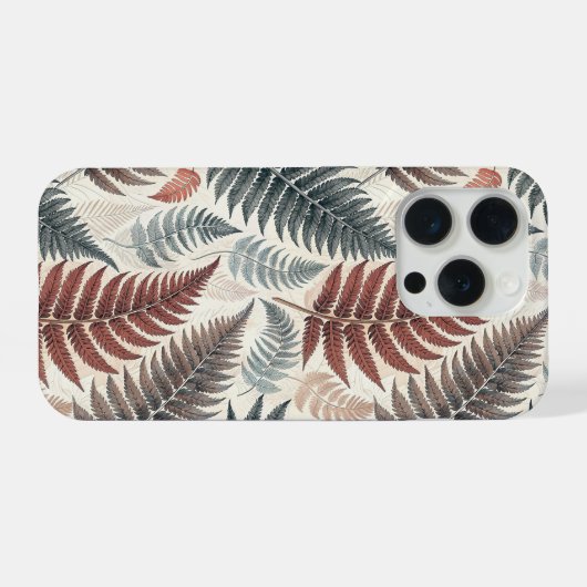 Vintage-style botanical fern leaves iPhoneケース (裏面横)