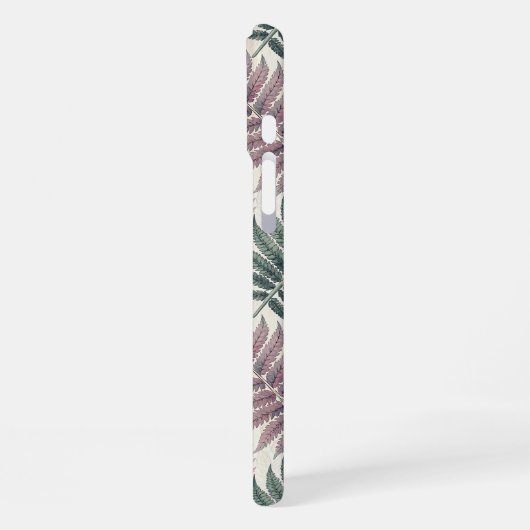 Vintage-style botanical fern leaves iPhoneケース (左側面)