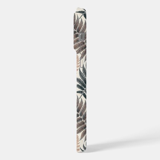 Vintage-style botanical fern leaves iPhoneケース (左側面)