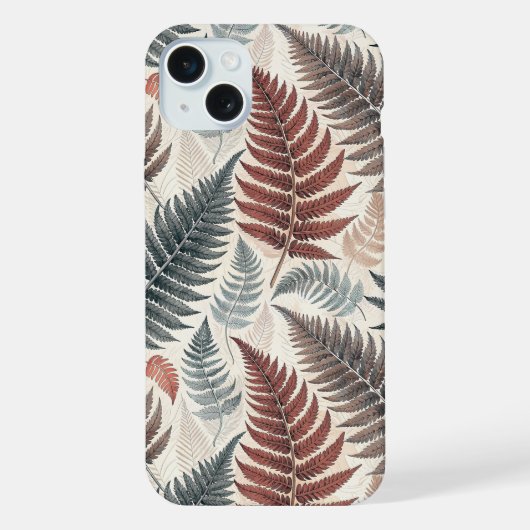 Vintage-style botanical fern leaves iPhoneケース (裏面)