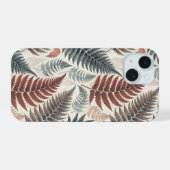 Vintage-style botanical fern leaves iPhone 15ケース (裏面横)
