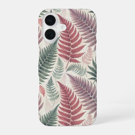 Vintage-style botanical fern leaves iPhone 16ケース (裏面)
