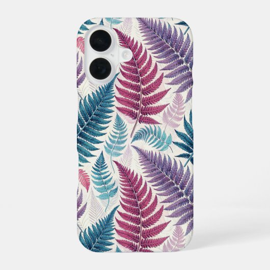 Vintage-style botanical fern leaves iPhone 16ケース (裏面)