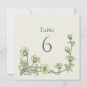 Vintage style Botanical Sage Green Table Numbers 招待状 (裏面)