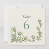 Vintage style Botanical Sage Green Table Numbers 招待状 (正面)