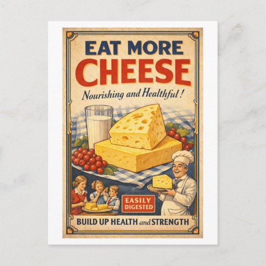 Vintage-Style Cheese Advertisement ポストカード (正面)