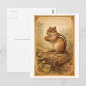 Vintage-Style Chipmunk Illustration ポストカード (正面/裏面)