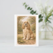 Vintage-Style Cocker Spaniel ポストカード (スタンド正面)