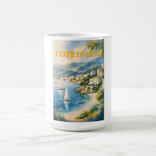 Vintage Style Cote D'Azur French Travel コーヒーマグカップ (中央)