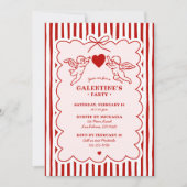 Vintage Style Cupid Doodles Galentine's Day Party 招待状 (正面)