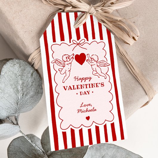 Vintage Style Cupid Doodles Happy Valentine's Day ギフトタグ