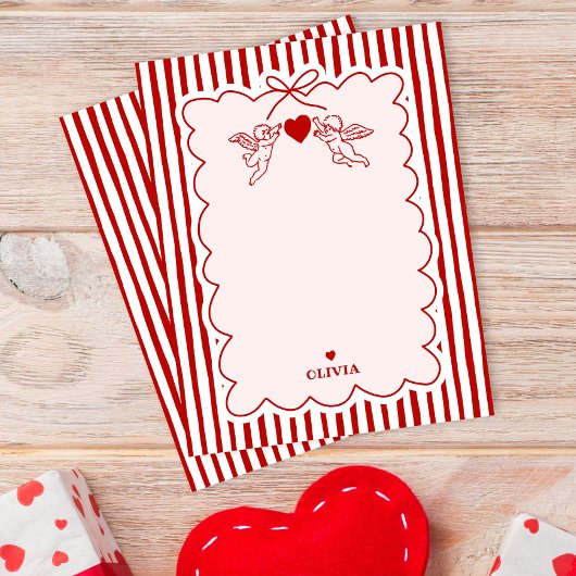 Vintage Style Cupid Doodles Valentine's Day Theme ノートカード