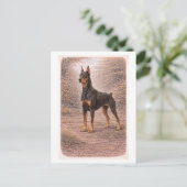 Vintage-Style Doberman Pinscher ポストカード (スタンド正面)