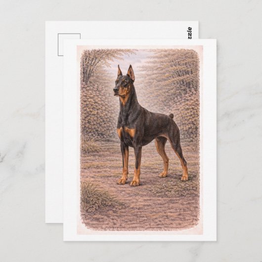 Vintage-Style Doberman Pinscher ポストカード (正面/裏面)
