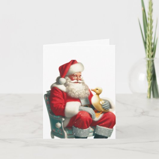 Vintage Style Duckling Christmas Card カード (正面)