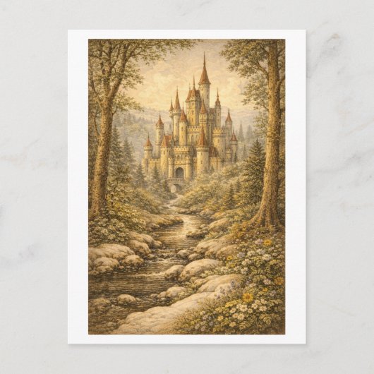 Vintage-Style Fairy Tale Castle ポストカード (正面)