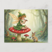 Vintage Style Fairy Tale Flautist ポストカード (正面)